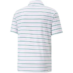 Puma MATTR Striper Polo -Pum Golf Club Shop puma mattr striper polo bright white green lagoon back itempicture