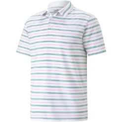 Puma MATTR Striper Polo -Pum Golf Club Shop puma mattr striper polo bright white green lagoon itempicture