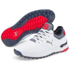 Puma Proadapt Alphacat Golf Shoes White/Navy Blazer/High Risk Red -Pum Golf Club Shop puma proadapt alphacat golf shoes white navy blazer high risk red beauty itempicture
