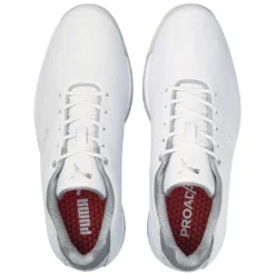 Puma Proadapt Alphacat Leather Golf Shoes White/Silver -Pum Golf Club Shop puma proadapt alphacat leather golf shoes white silver 376044 01 top itempicture
