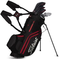 Titleist Hybrid 14 Stand Bag -Pum Golf Club Shop titleist 2023 hybrid 14 stand bag black black red straps itempicture