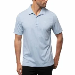 TravisMathew The Zinna Polo -Pum Golf Club Shop travismathew 2023 the zinna polo heather light blue front itempicture