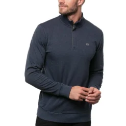 TravisMathew Cloud Quarter Zip 2.0 -Pum Golf Club Shop travismathew cloud quarter zip 2 0 heather blue front itempicture