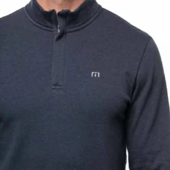 TravisMathew Cloud Quarter Zip 2.0 -Pum Golf Club Shop travismathew cloud quarter zip 2 0 heather blue logo itempicture